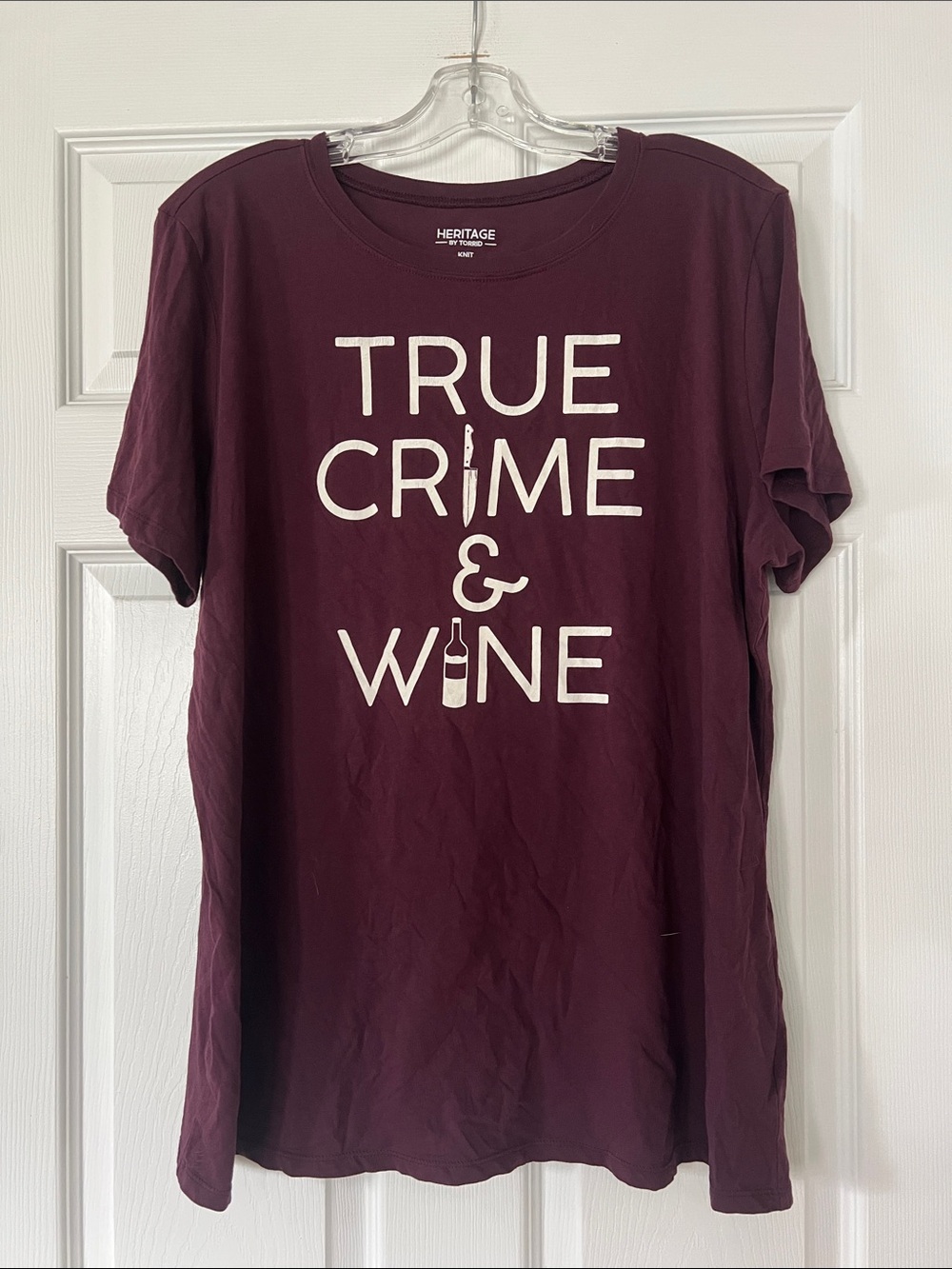 torrid Burgundy Crewneck 'True Crime & Wine' Graphic Tee